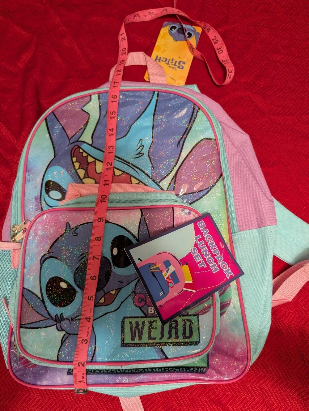 Disney Stitch Glitter Kids Backpack - Pink & Teal